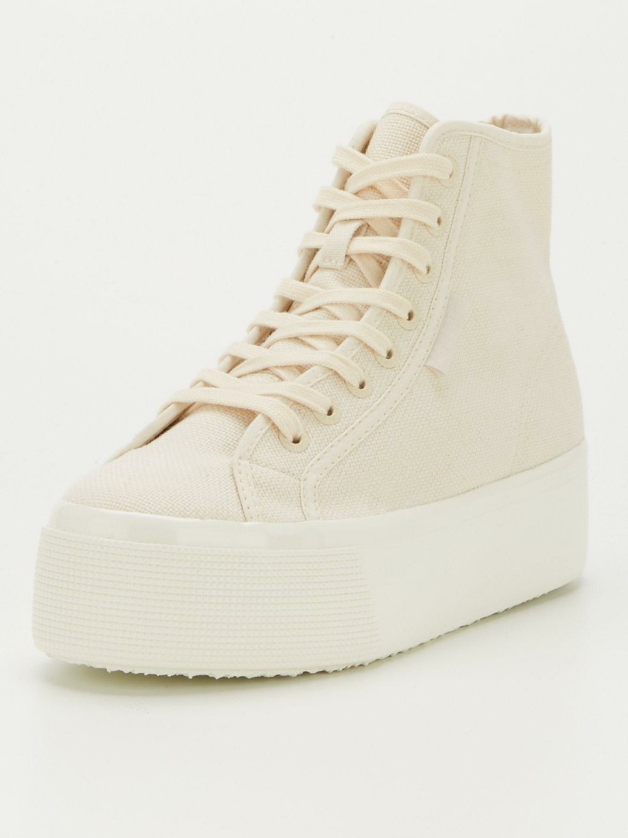 Shoes & Boots * | Superga 2705 Shiny Gum High Top Plimsolls Off White