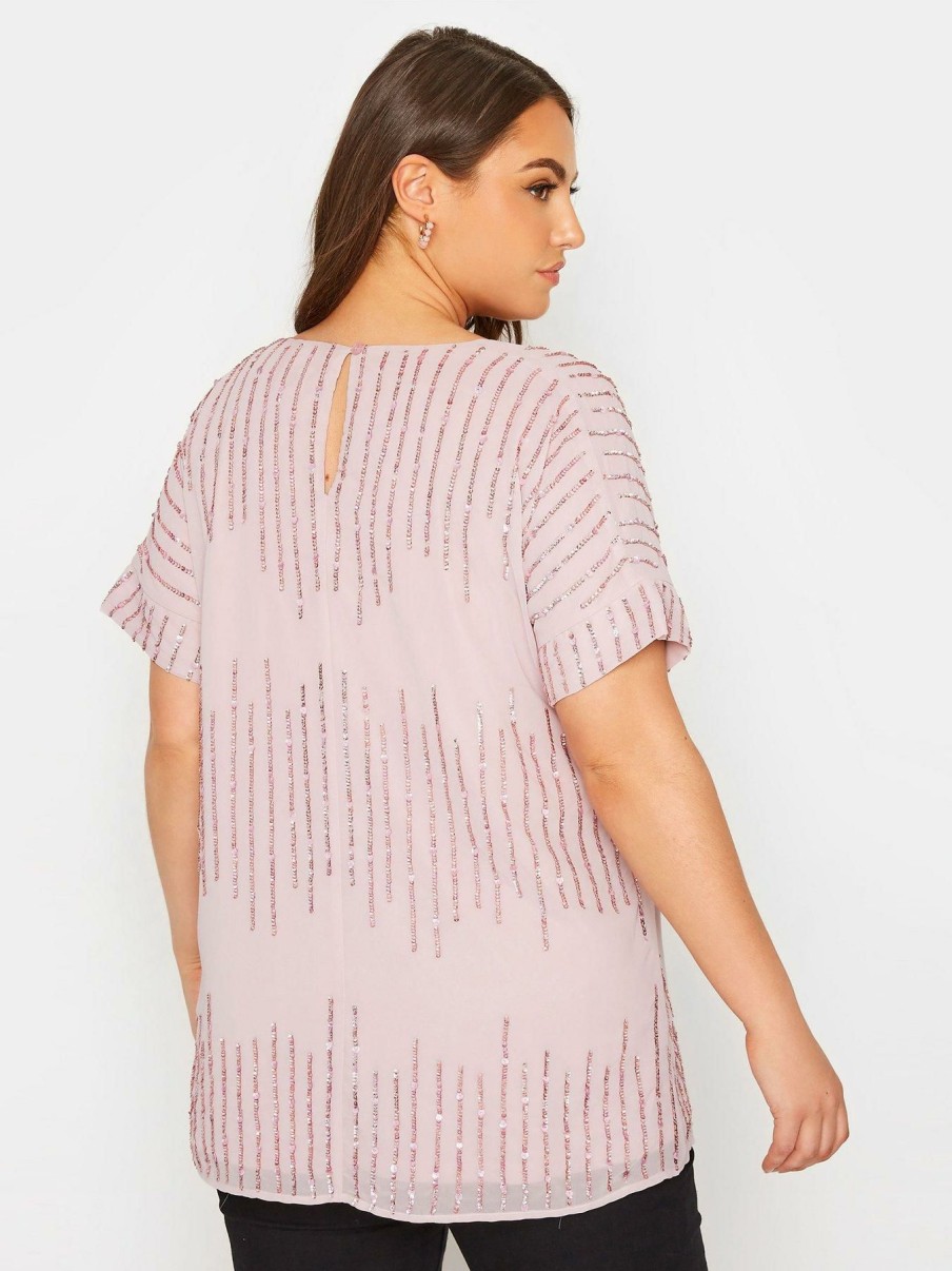 Tops & T-Shirts * | Yours Luxe Emb Turn Back Blouse Pink