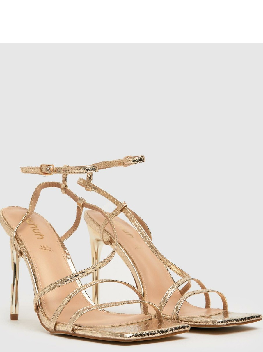 Shoes & Boots * | Schuh Santi Snake Strappy Stiletto Gold