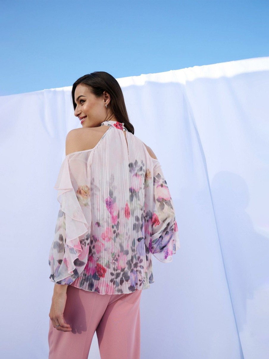 Tops & T-Shirts * | Wallis Pink Floral Cold Shoulder Top