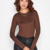 Tops & T-Shirts * | Long Tall Sally Long Sleeve Bodysuit Brown