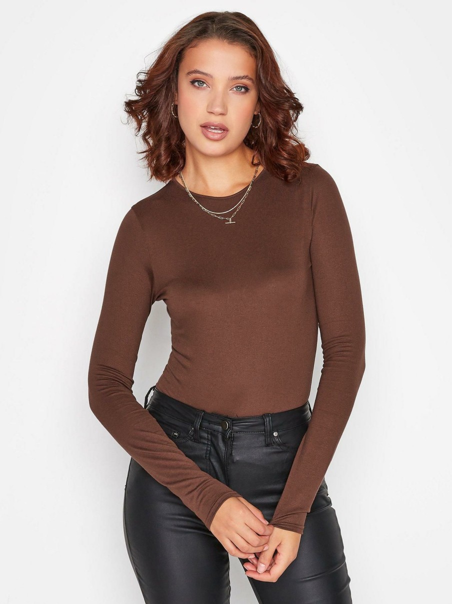 Tops & T-Shirts * | Long Tall Sally Long Sleeve Bodysuit Brown