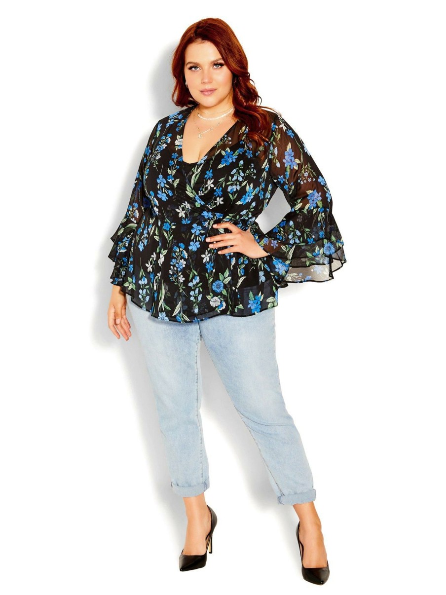 Tops & T-Shirts * | City Chic Blue Blossom Top