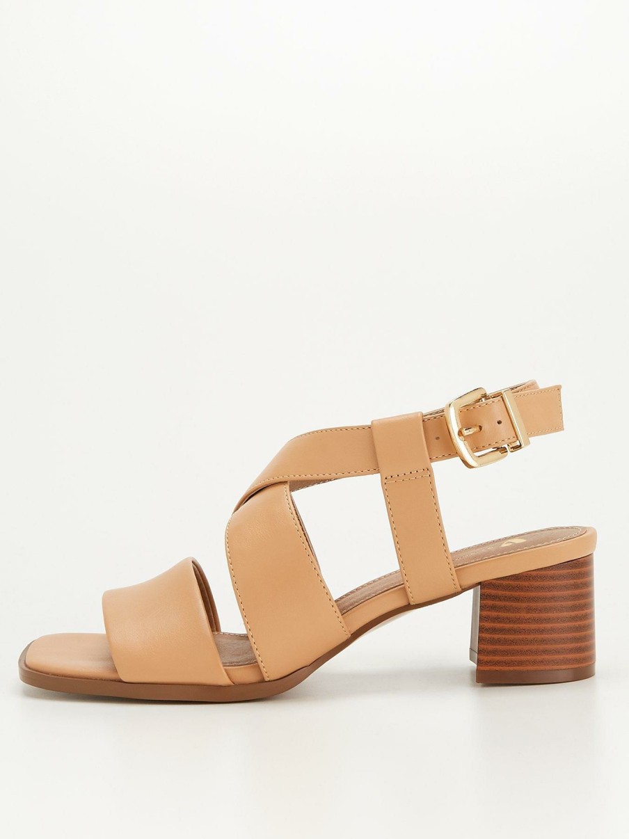 Shoes & Boots * | V By Very Wide Fit Bailey Low Block Heel Strappy Sandal Nude