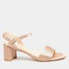 Shoes & Boots * | Yours Wide Fit 2 Part Satin Block Heel Sandals Rose