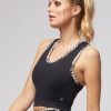 Tops & T-Shirts * | Tlc Sport Performance Swirl Trim T-Back Crop Top Black