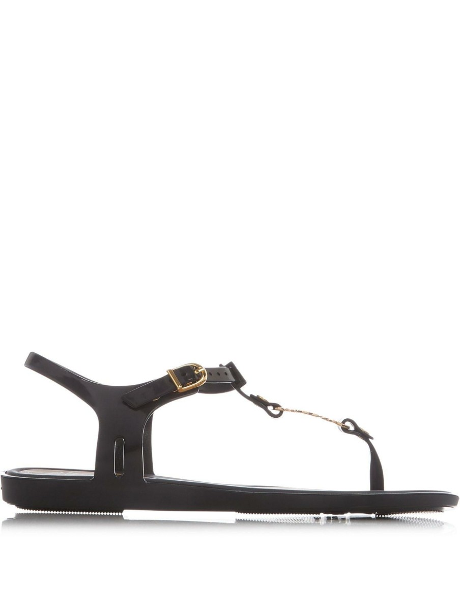 Flip Flops & Sandals * | Melissa Vivienne Westwood Orb Logo Solar 21 Flat Jelly Sandals Black