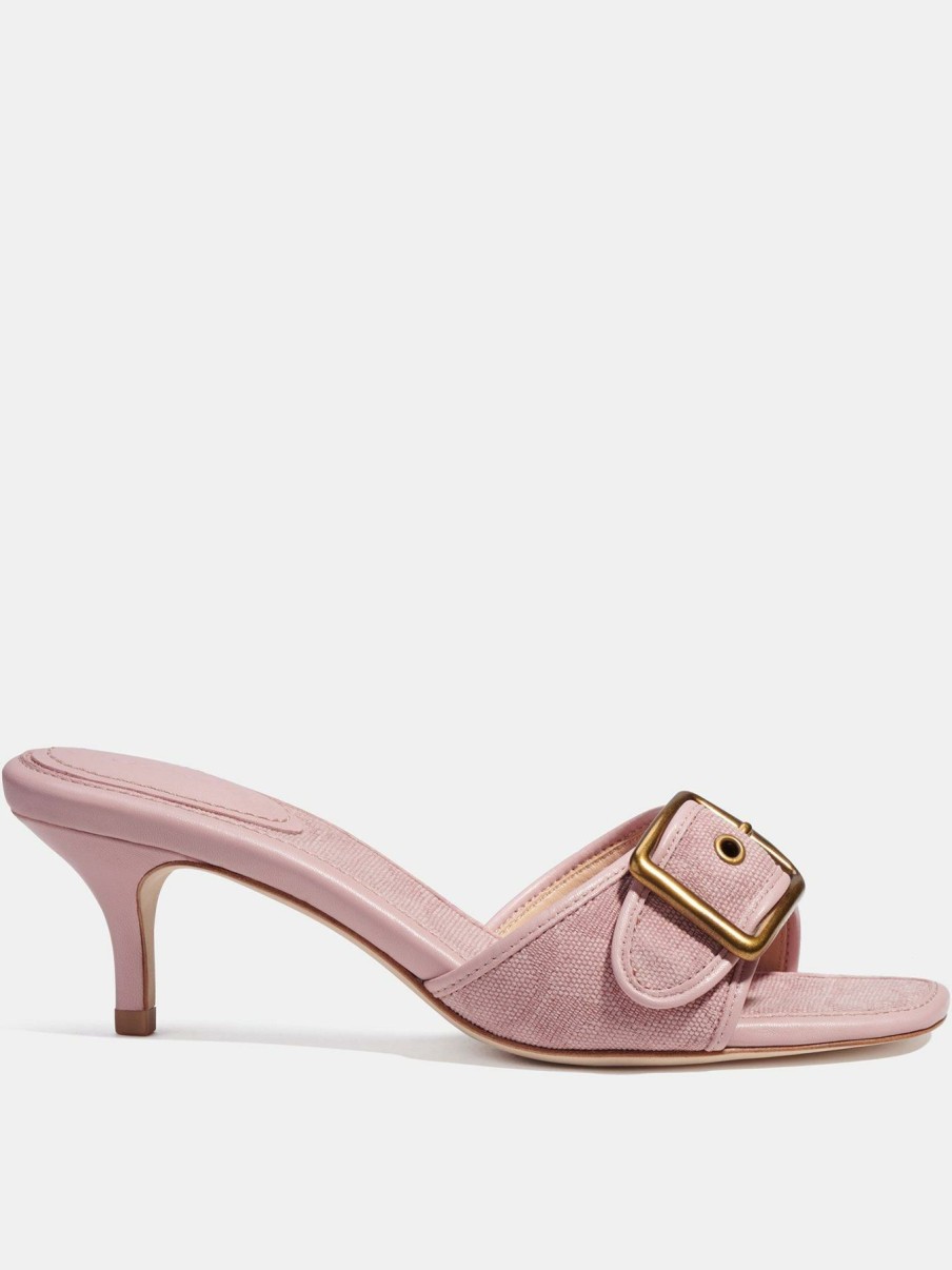 Flip Flops & Sandals * | Coach Margot Jacquard Mule Sandals Pink