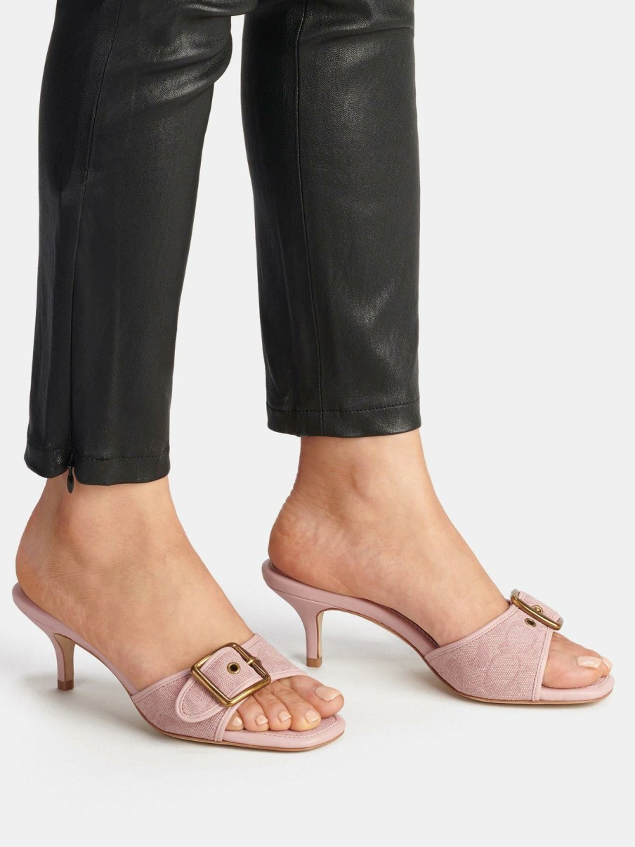 Flip Flops & Sandals * | Coach Margot Jacquard Mule Sandals Pink