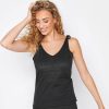 Tops & T-Shirts * | Long Tall Sally Black Stitch Detail Tie Shoulder