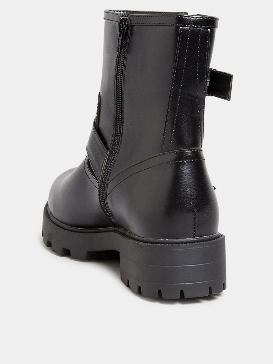 Shoes & Boots * | Yours Yours Extra Wide Fit Biker Boot Black