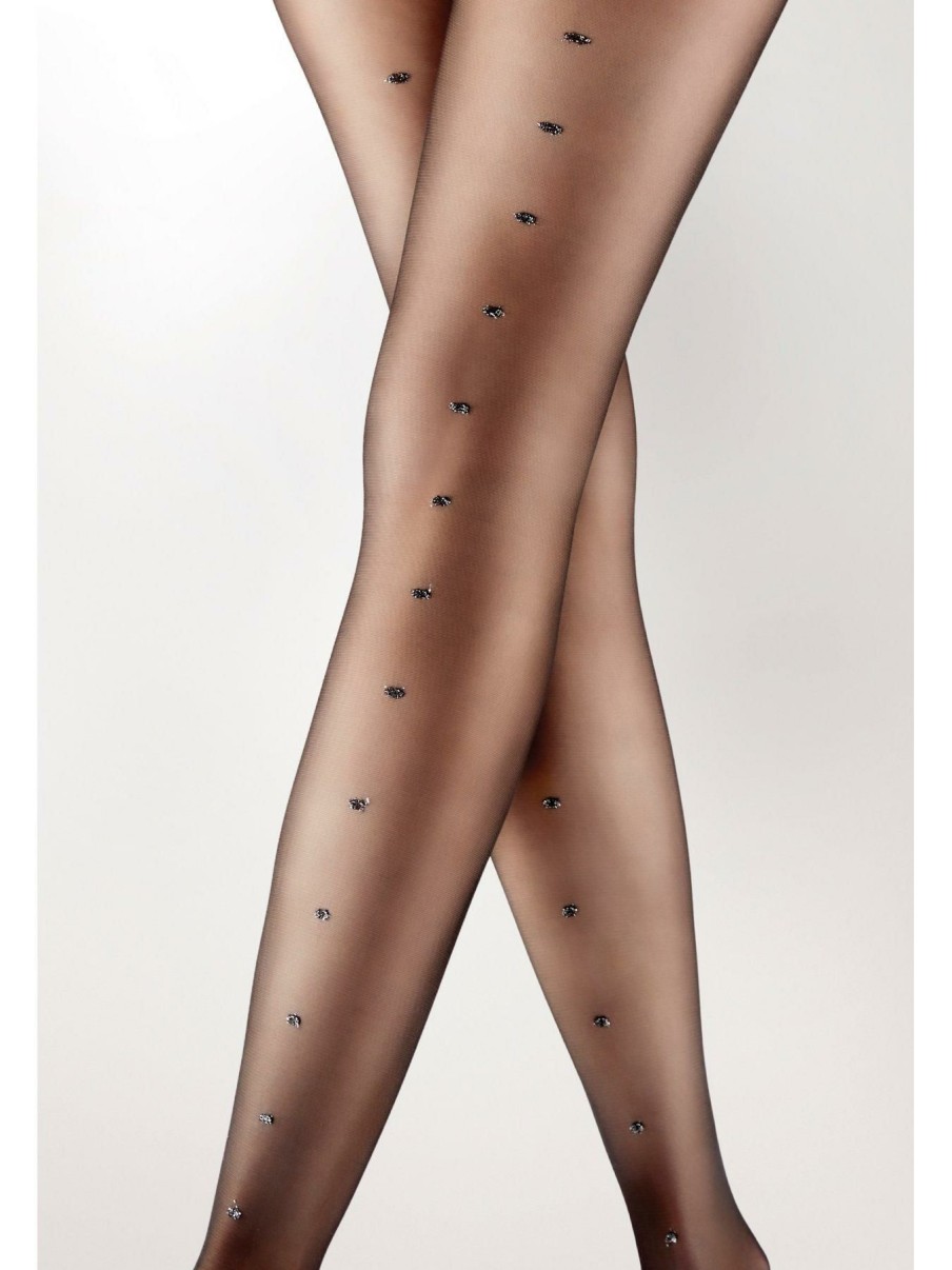 Lingerie * | Pretty Polly Sparkly Spot Back Seam Tights Black/Silver