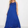 Tops & T-Shirts * | Yours Blue Crochet Neckline Maxi Dress