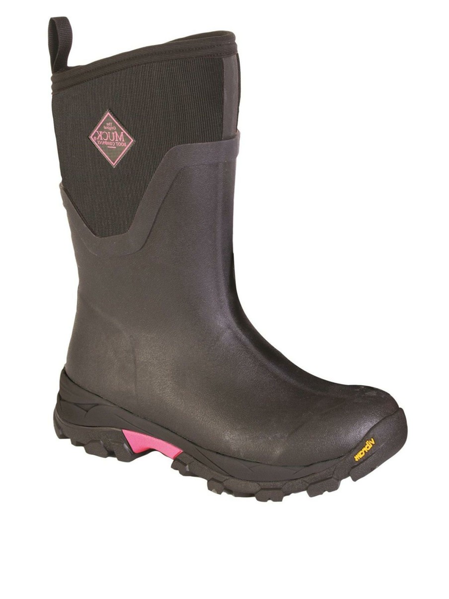 Shoes & Boots * | Muck Boots Arctic Ice Mid Agat Wellington Boots Black/Pink