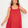 Tops & T-Shirts * | Yours Shirred Strap Vest Top Red