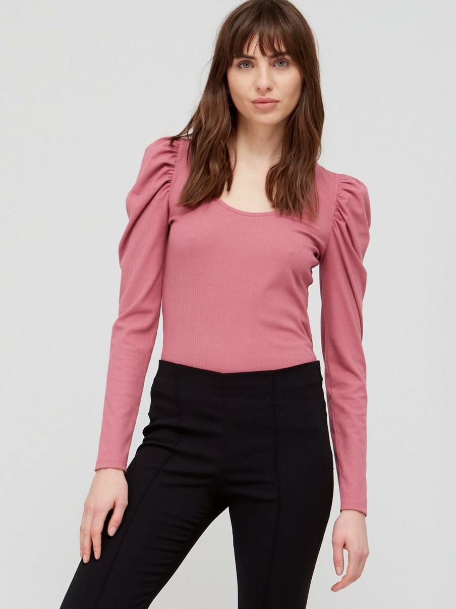 Tops & T-Shirts * | V By Very Puff Sleeve Rib Top Blush