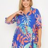 Tops & T-Shirts * | Yours Tropical Leaf Tunic Blue