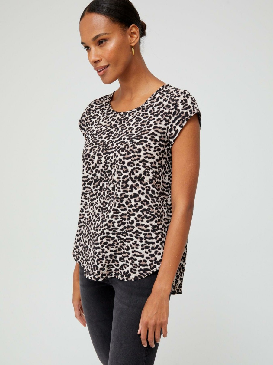 Tops & T-Shirts * | Only Leopard Print T-Shirt Brown