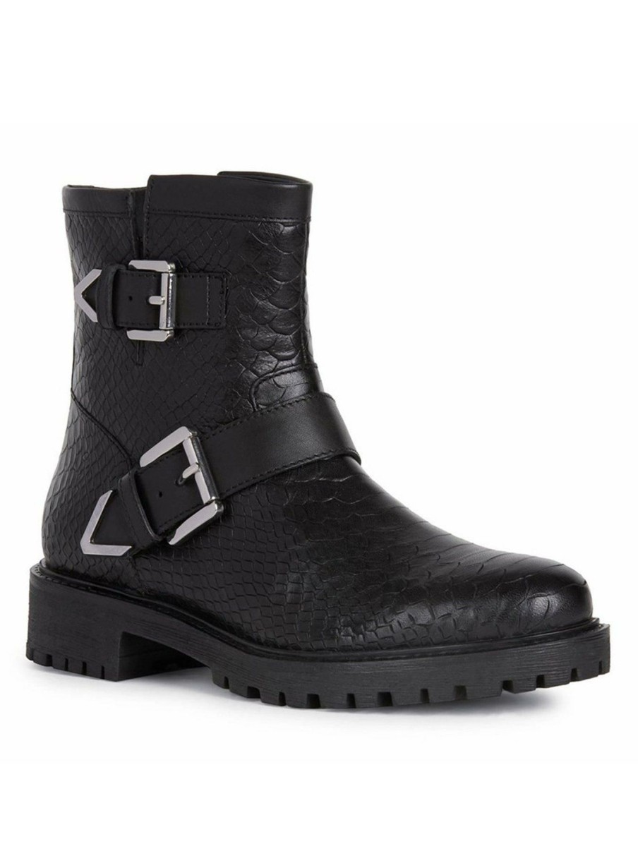 Shoes & Boots * | Geox Hoara Buckle Ankle Boots Black