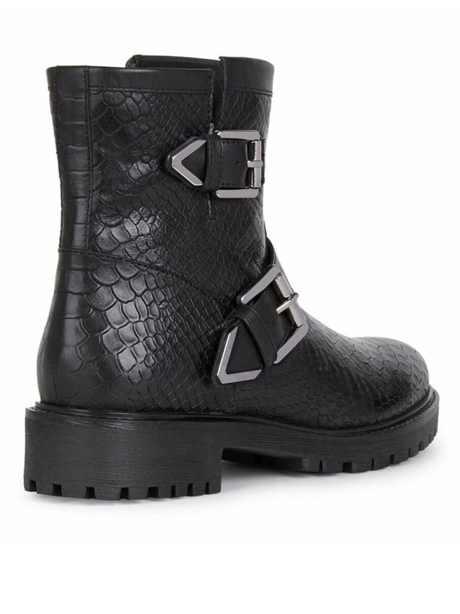 Shoes & Boots * | Geox Hoara Buckle Ankle Boots Black