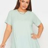 Tops & T-Shirts * | Yours Rib Swing Top Short Sleeve Mint Green