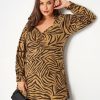 Tops & T-Shirts * | Yours Ruched Front Top Zebra