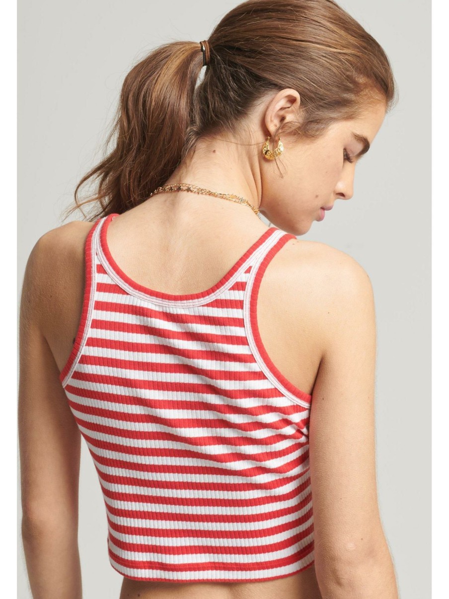 Tops & T-Shirts * | Superdry Vintage Crop Ribbed Vest Red