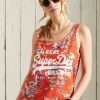 Tops & T-Shirts * | Superdry Vintage Logo All Over Print Vest Red