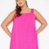 Tops & T-Shirts * | Yours Shirred Vest Top Hot Pink