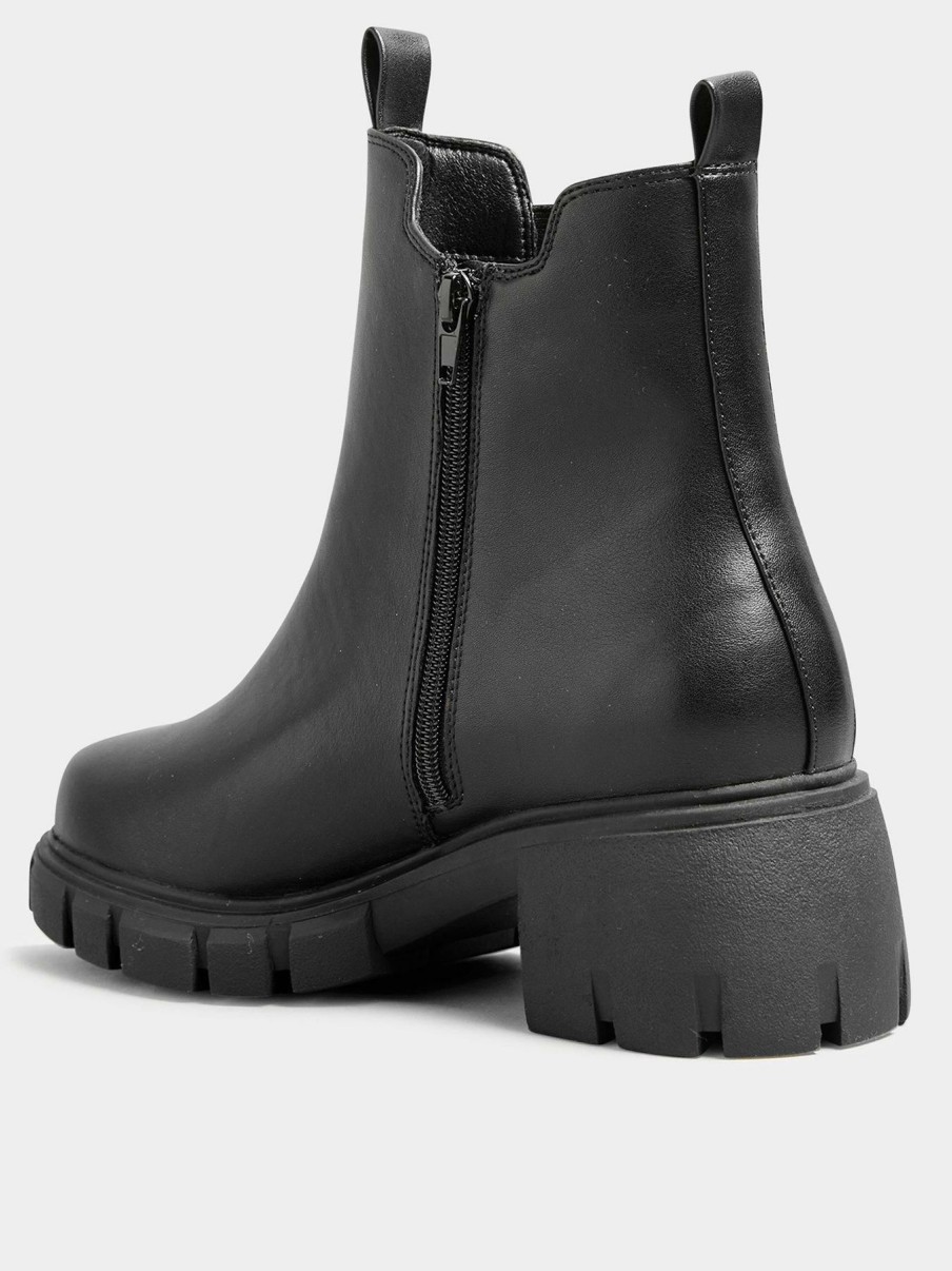 Shoes & Boots * | Yours Clothing Chunky Sole Chelsea Boots Black