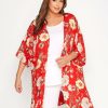 Tops & T-Shirts * | Yours Longline Duster. Red Floral