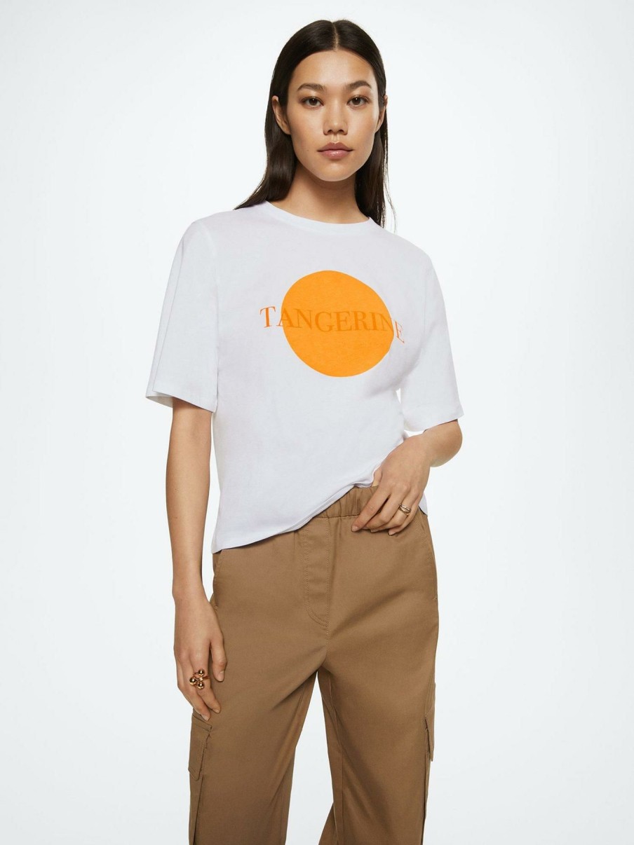 Tops & T-Shirts * | Mango Tangerine T-Shirt White