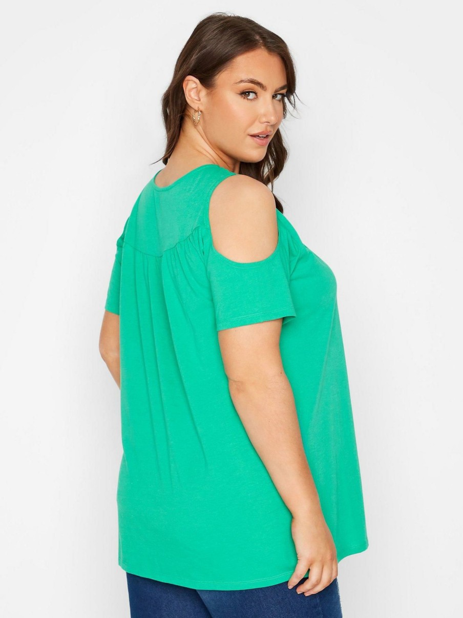 Tops & T-Shirts * | Yours Lace Yoke Cold Shoulder. Apple Green