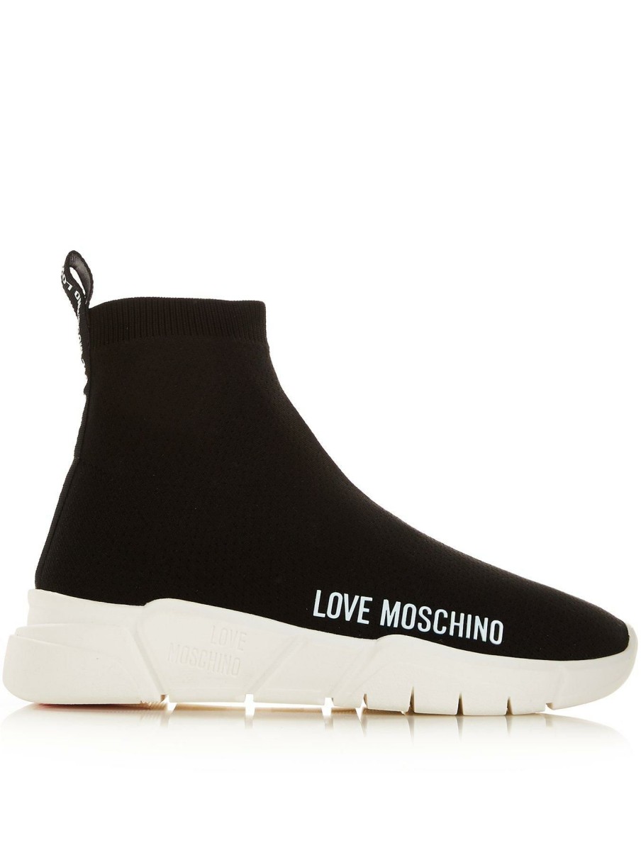 Trainers * | Love Moschino Logo Sock Trainers Black