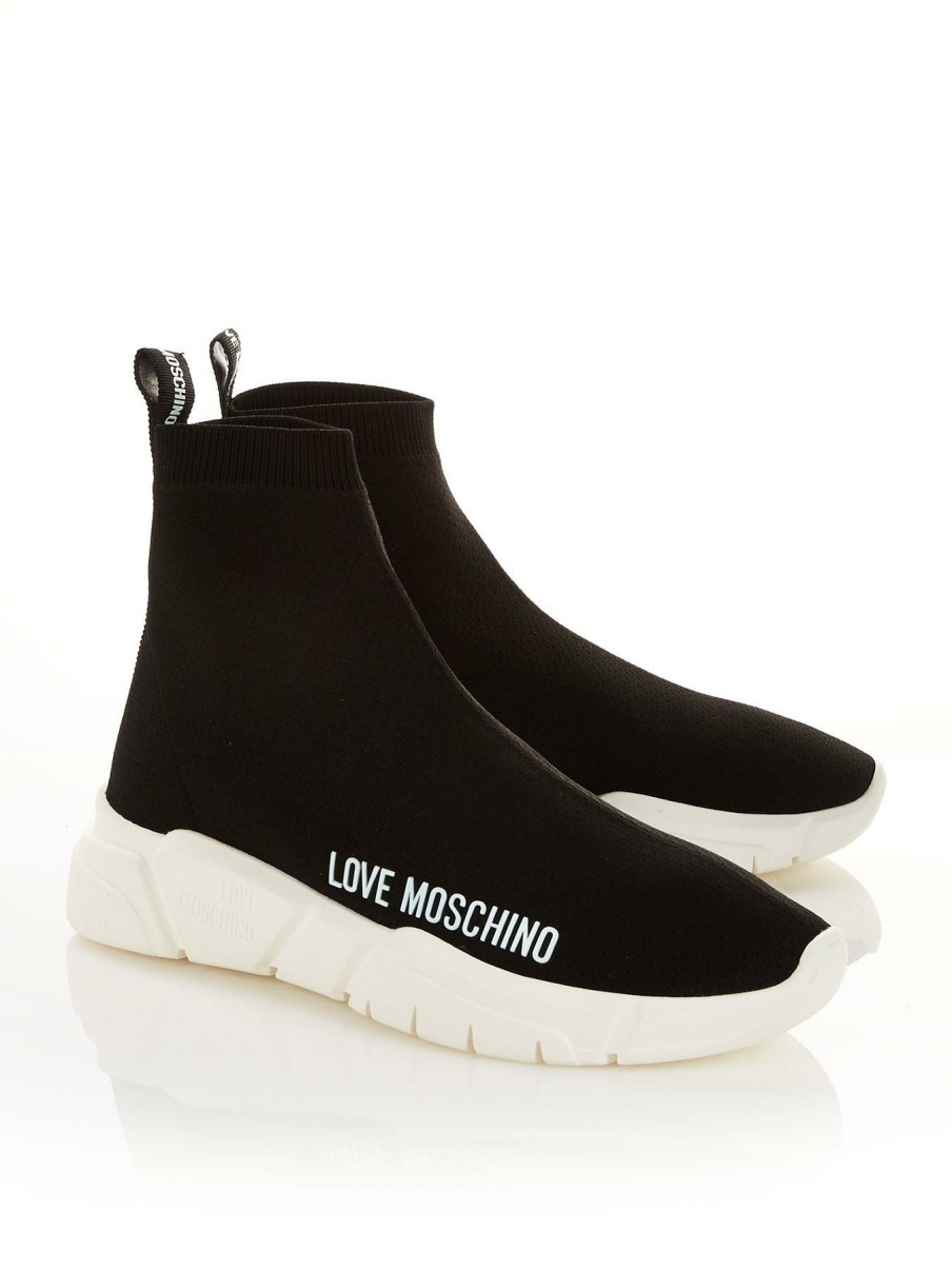 Trainers * | Love Moschino Logo Sock Trainers Black