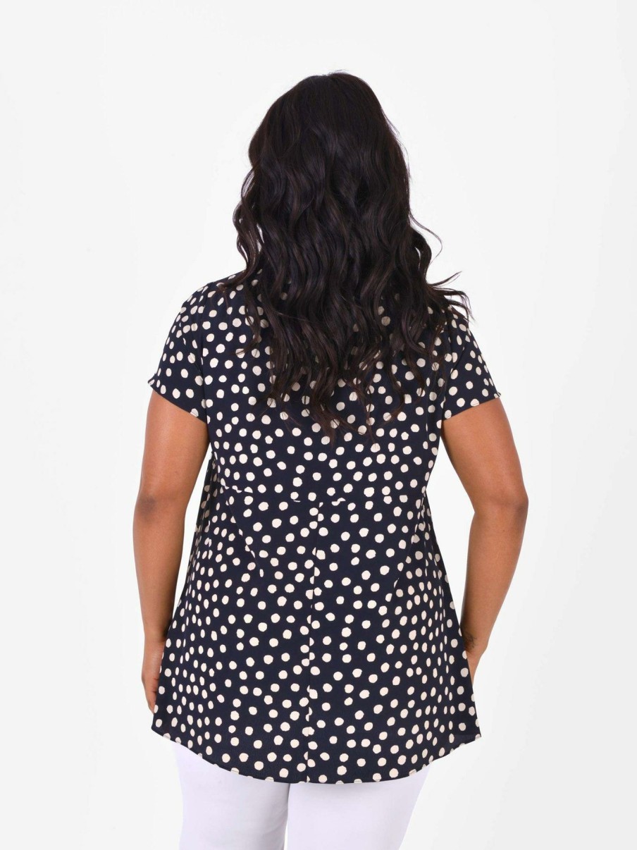 Tops & T-Shirts * | Live Unlimited Mono Spot Peplum Short Sleeve Top