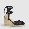 Flip Flops & Sandals * | Castaner Cantabrian Mesh Espadrille Wedge Black