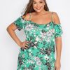 Tops & T-Shirts * | Yours Cold Shoulder Tunic Green