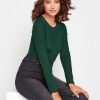 Tops & T-Shirts * | Long Tall Sally Long Tall Sally Forest Green Ribbed Long Sleeve Body