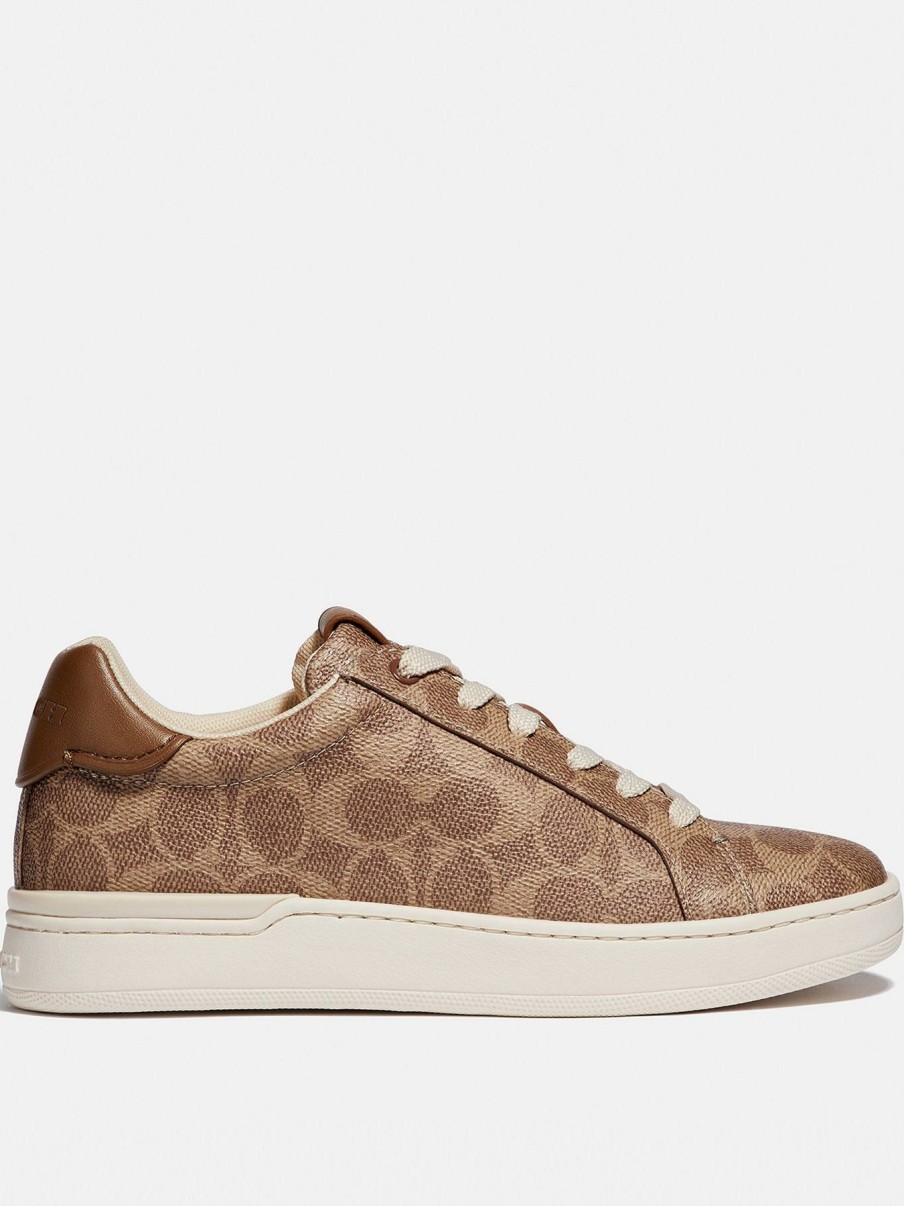 Trainers * | Coach Lowline Coated Canvas Trainers Tan