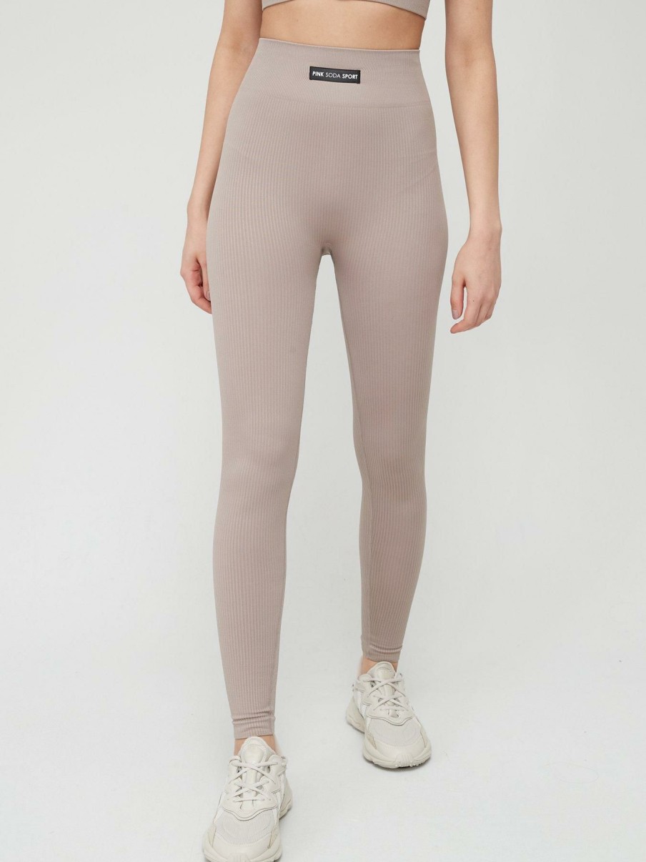 Sportswear * | Pink Soda Rib Seamless Leggings Taupe