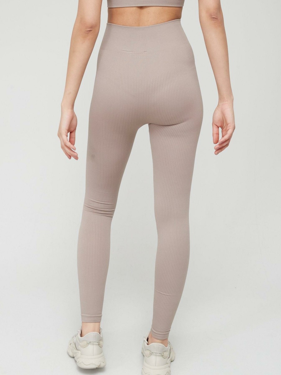 Sportswear * | Pink Soda Rib Seamless Leggings Taupe