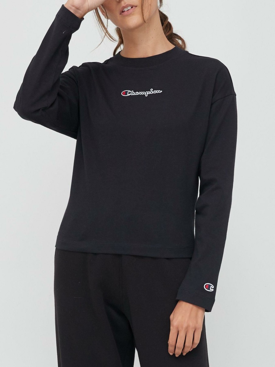 Tops & T-Shirts * | Champion Long Sleeve T-Shirt Black