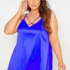 Tops & T-Shirts * | Yours Satin Cami Cobalt