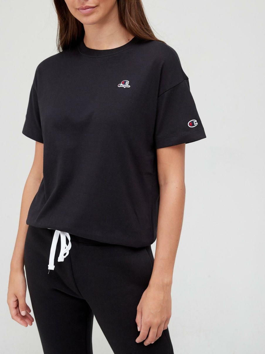 Tops & T-Shirts * | Champion Small Logo Tee Black