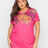 Tops & T-Shirts * | Yours Grown On Sleeve Sequin Tee Pink