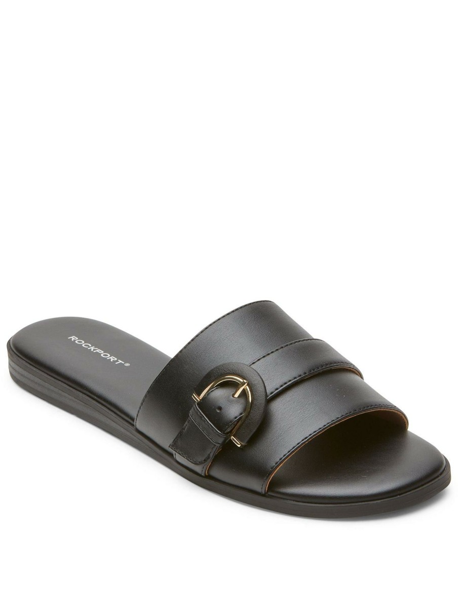 Shoes & Boots * | Rockport Yara Flat Sandals Black