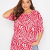 Tops & T-Shirts * | Yours Curve Oversized Tee Pink / Red Zebra