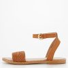 Shoes & Boots * | V By Very Wide Fit Leather Weave Strap Sandal With Studs Tan