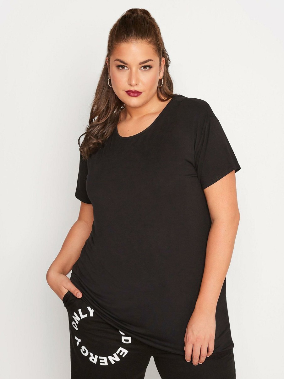 Tops & T-Shirts * | Yours Cut Out Back T-Shirt Black